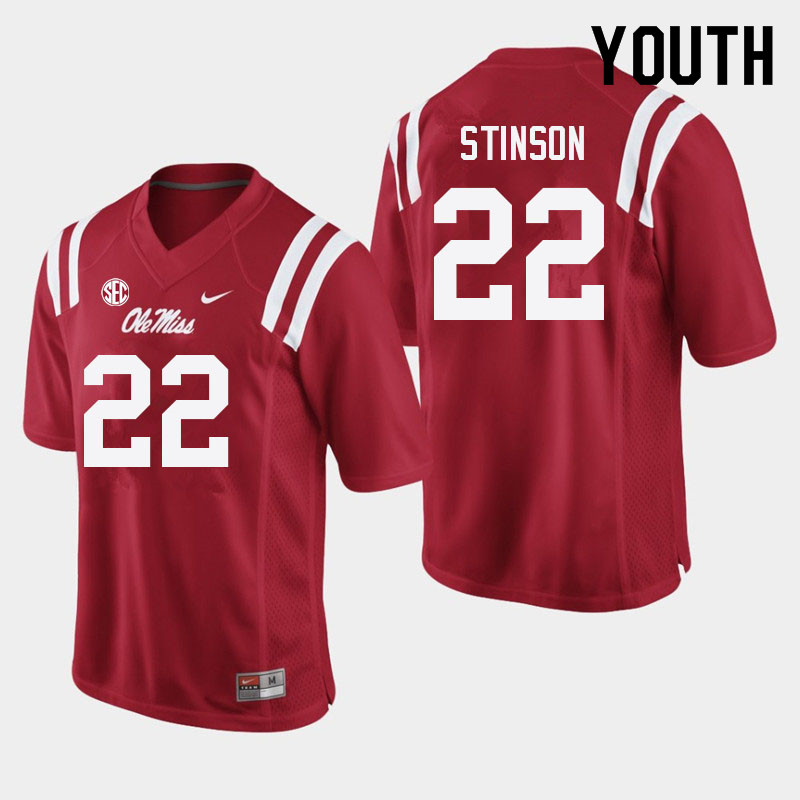 Jarell Stinson Ole Miss Rebels NCAA Youth Red #22 Stitched Limited College Football Jersey EXS1658RN